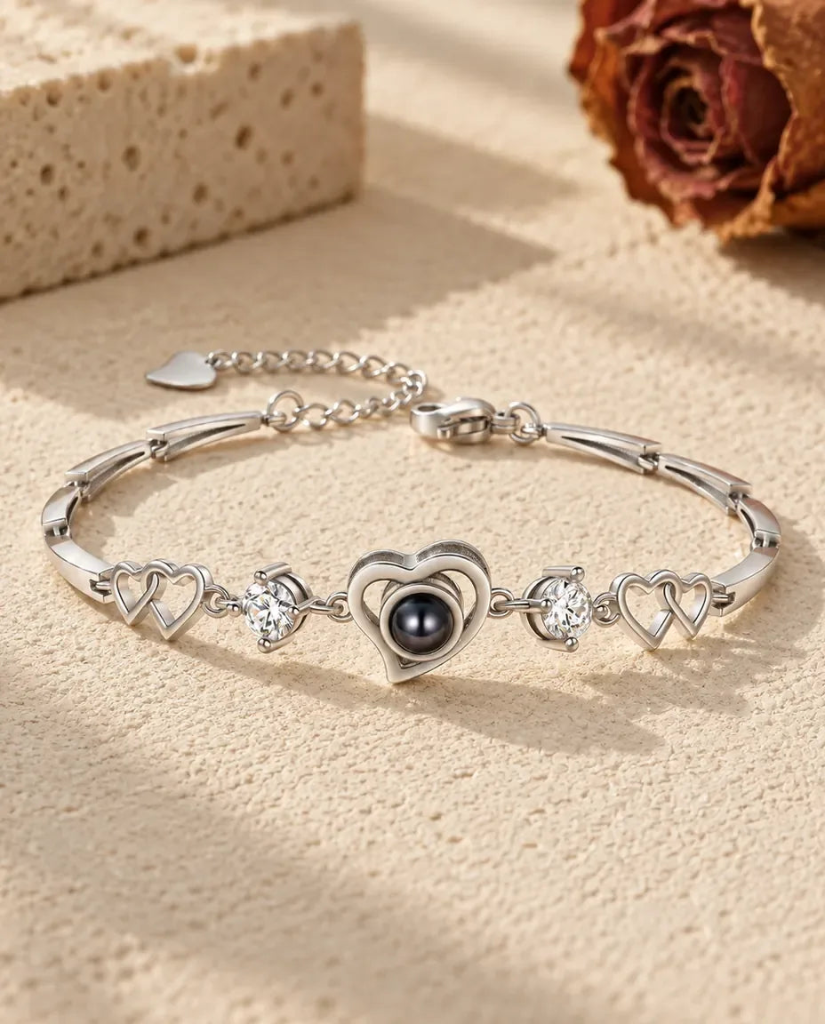 Armband mit Bild im Stein - Vorderansicht in Silber
