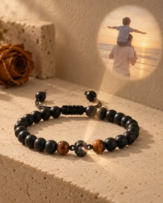 Armband mit Bild im Stein für Herren - projiziert das verborgene Foto an die Wand