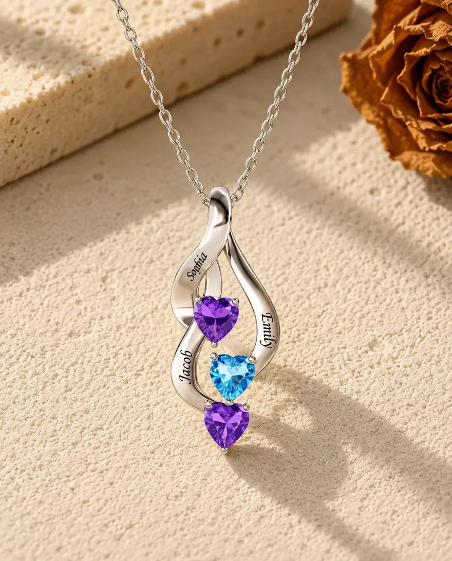 Geburtsstein Kette - Vorderansicht in Silber