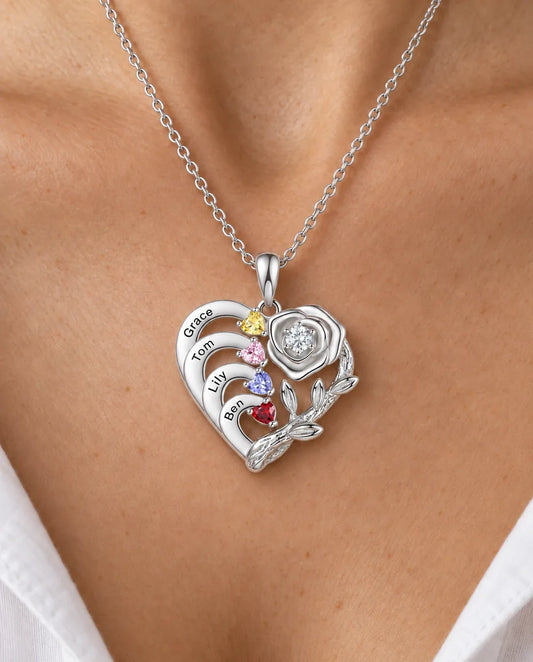 Geburtsstein Kette für Mama und Oma - von einem Model getragen