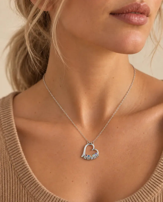 Geburtsstein Kette - von einem Model getragen