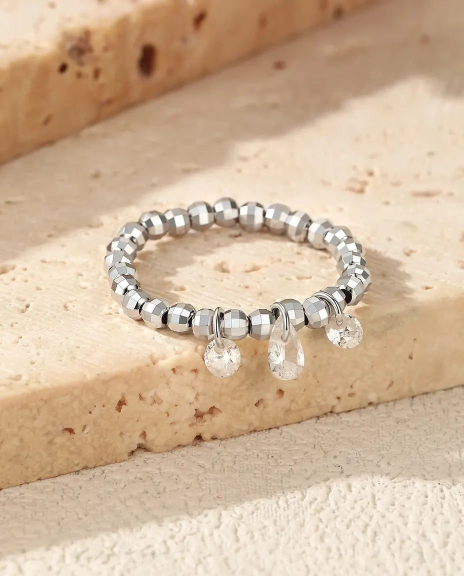 Moissanit Ring – grössenverstellbarer Kugelring mit drei beweglichen Steinen, 925er Sterlingsilber, Geschenk für Sie