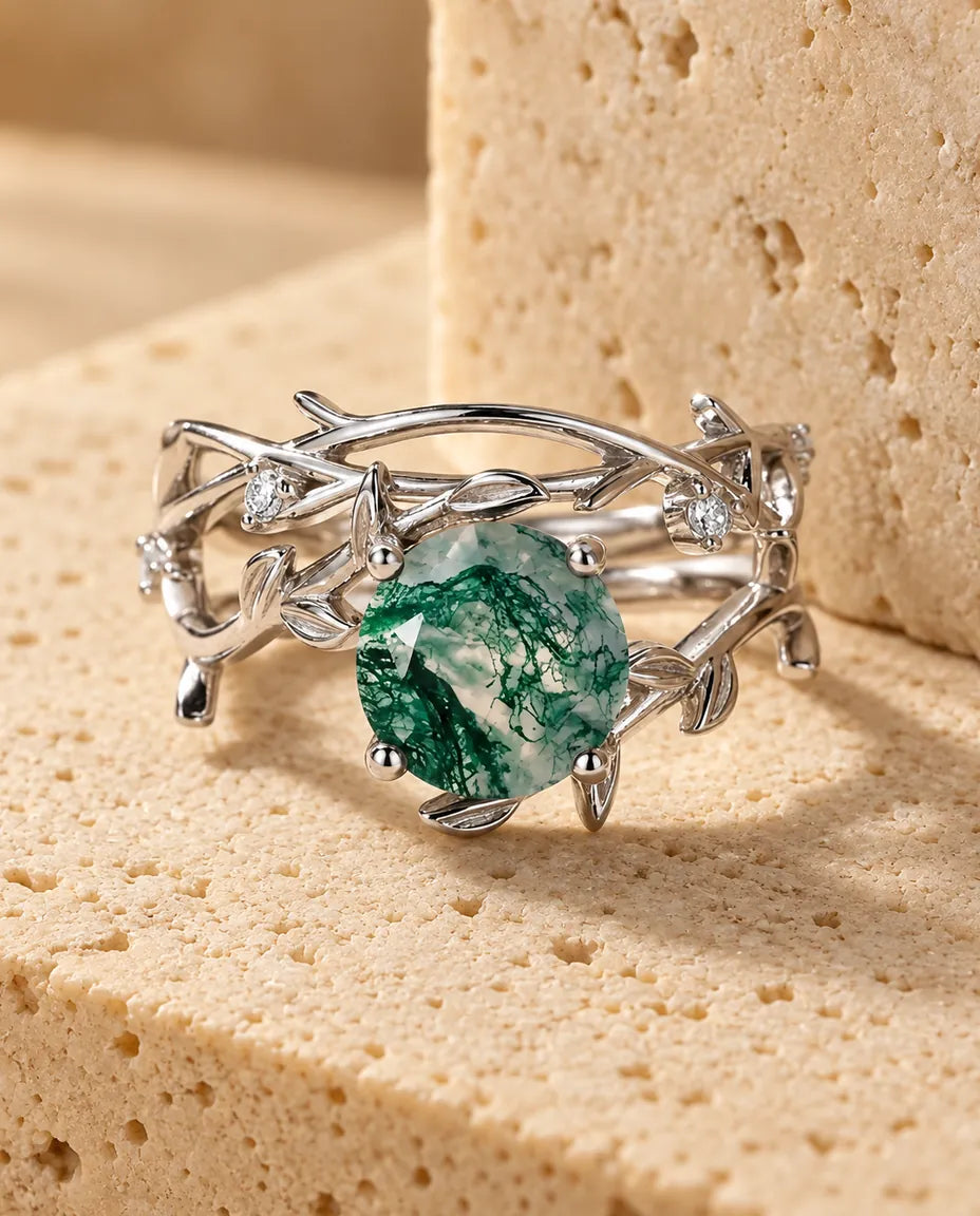 Moosachat Ring Set - das komplette Set