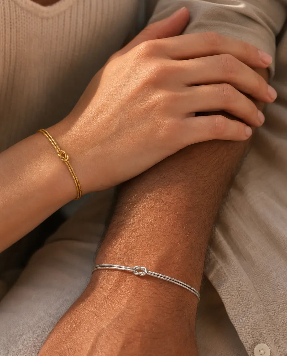 Love-Knot Partnerarmbänder im 2er-Set – Schlangenkette aus wasserfestem Edelstahl, Geschenk für Paare & beste Freunde, 5 Farben