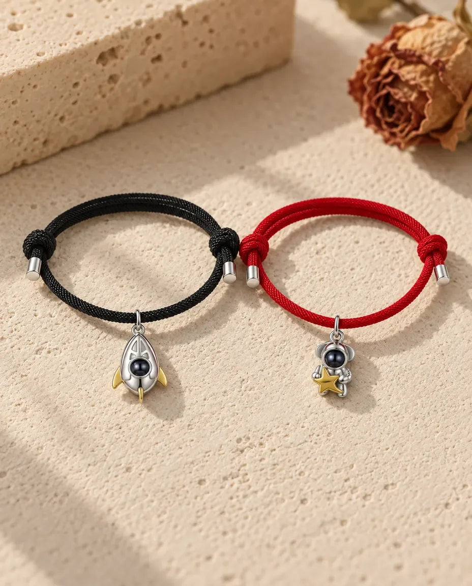 Partnerarmbänder mit Bild im Stein - Partnerset flach liegend