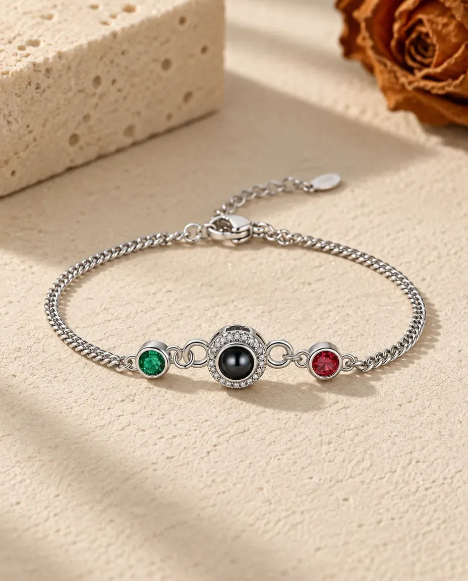 Armband mit Bild im Stein - Vorderansicht in Silber