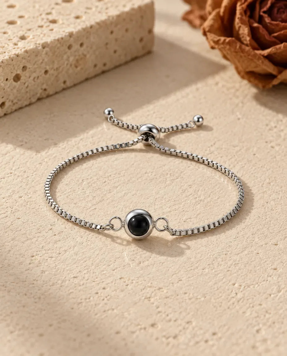 Armband mit Bild im Stein - Vorderansicht in Silber