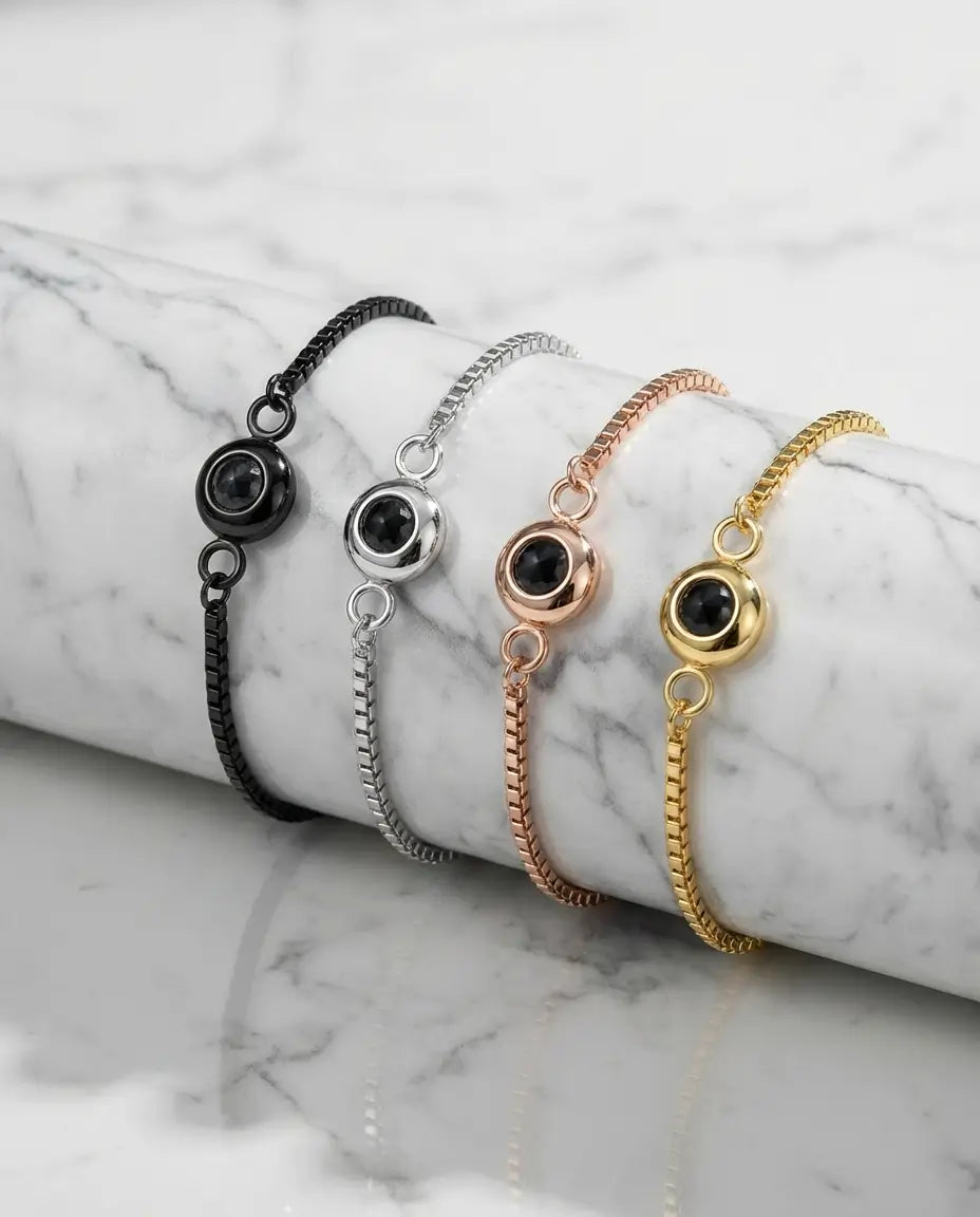Armband mit Bild im Stein – verstellbar, dein Foto im Stein, minimalistisch, Geschenk für Sie
