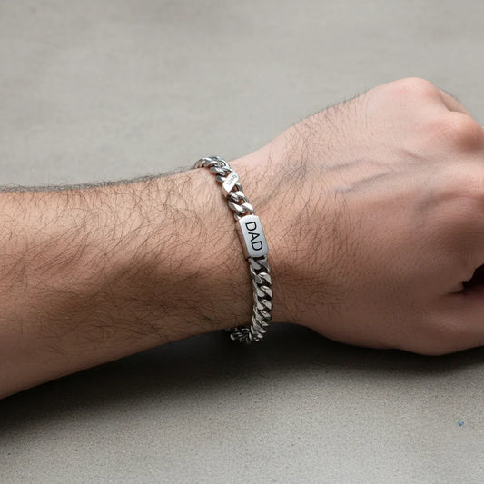 Armband mit Gravur für Herren – Edelstahl-Namensarmband mit bis zu 6 Namen, Geschenk für Papa und Ihn