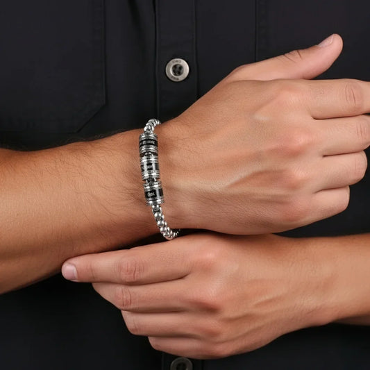 Armband mit Gravur für Männer – bis zu 5 Namensperlen, Edelstahl, Geschenk für Ihn, Papa, Vatertag