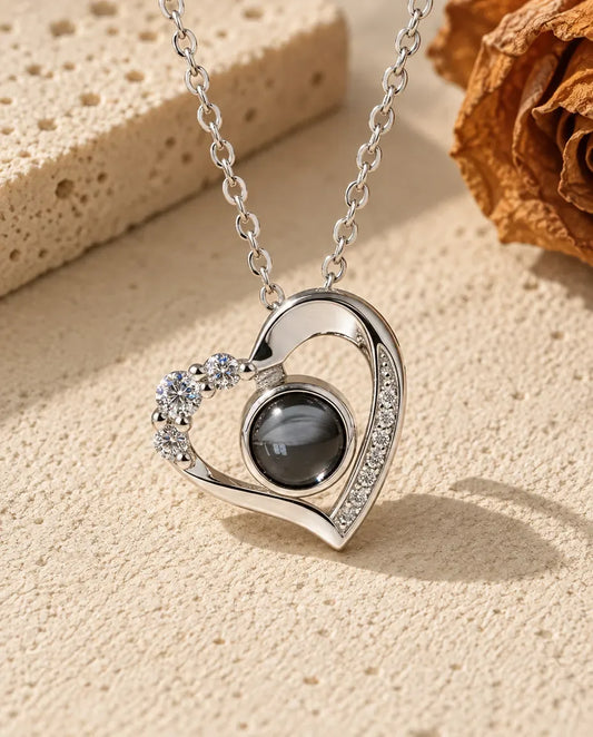 Kette mit Bild - Vorderansicht in Silber