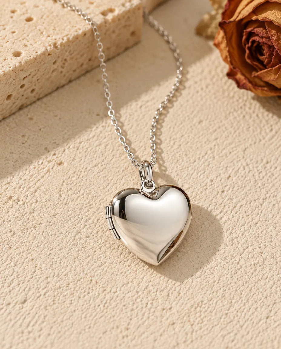 Kette mit Bild - Vorderansicht in Silber