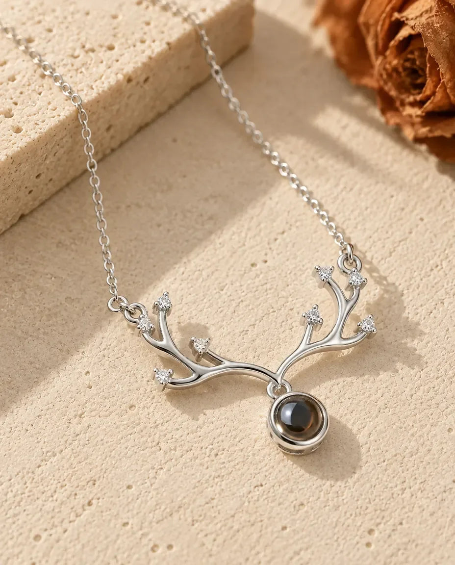 Kette mit Bild - Vorderansicht in Silber