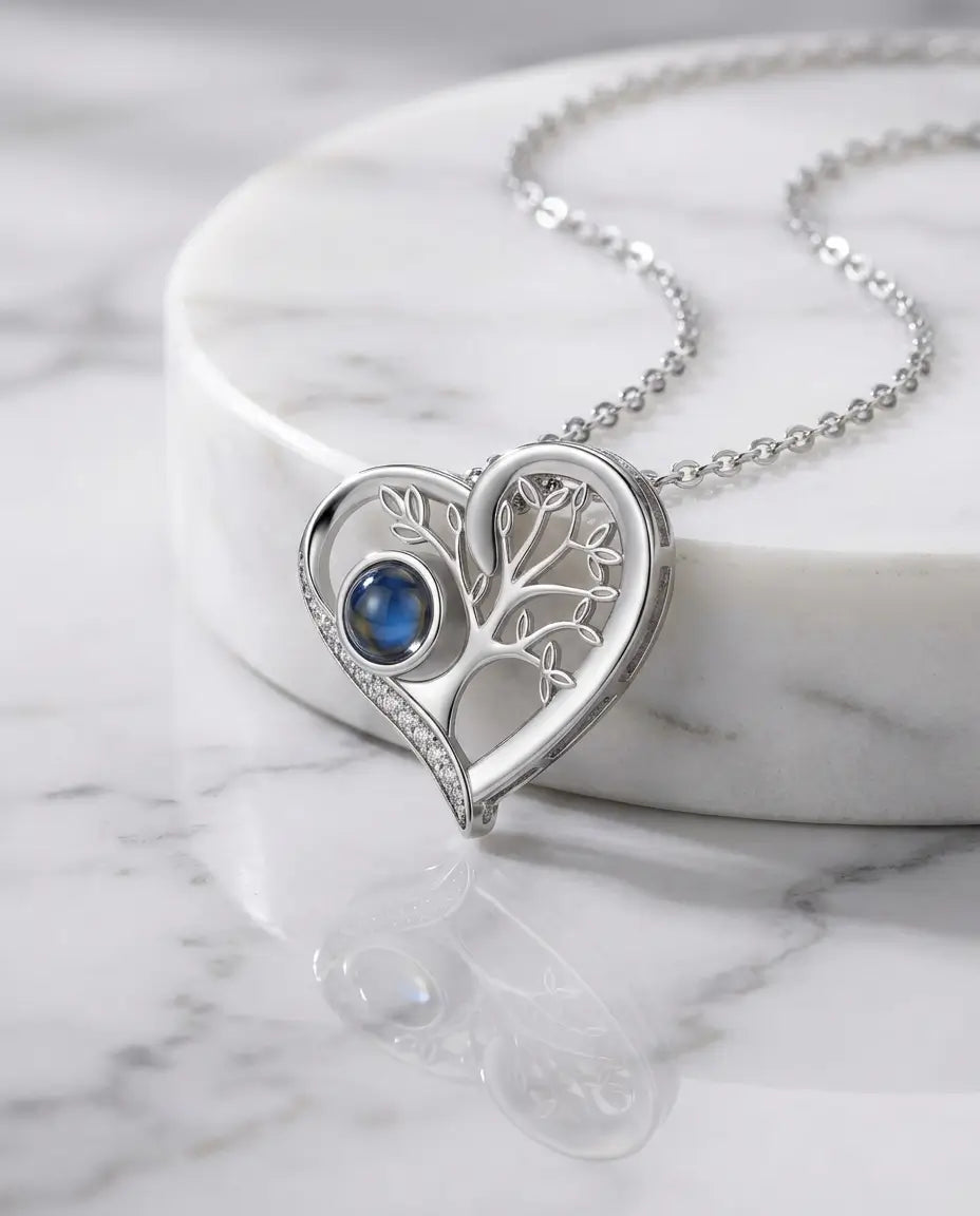 Kette mit Bild – Lebensbaum-Anhänger mit verstecktem Foto, personalisiertes Geschenk für Sie, Mama
