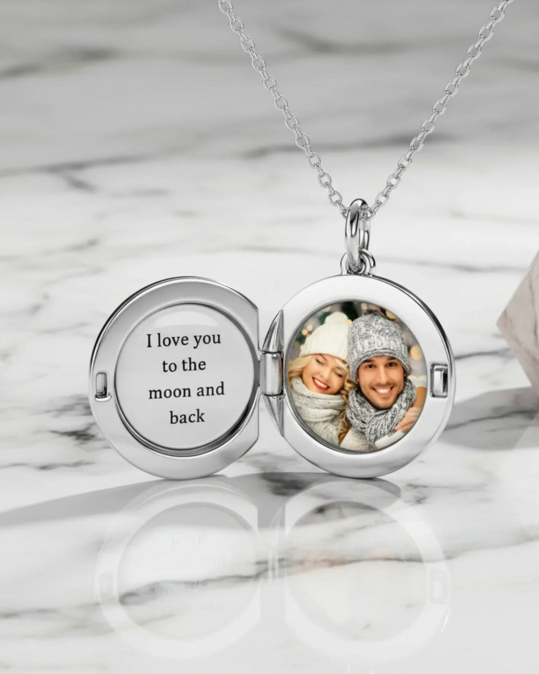 Kette mit Bild – Rundes Medaillon aus 925er Sterlingsilber, mit Foto & Wunschgravur, Geschenk für Sie