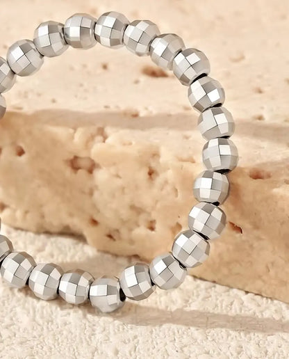 Kugelring Silber verstellbar - Band aus 2,5 mm facettierten Kugeln, Grösse US 6 bis 9, 925 Sterlingsilber