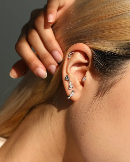 Marquise Moissanit Creolen - je ein 0,30 ct Marquise-Stein 3 x 6 mm, 11,5 mm Klappcreolen, 925 Sterlingsilber