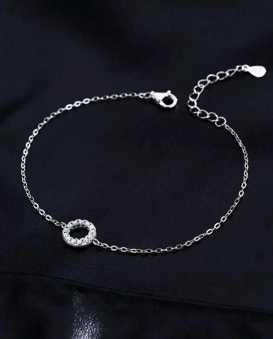 Moissanit Armband mit offenem Kreis – 13 Pavé-Steine in Farbe D, 925 Sterlingsilber