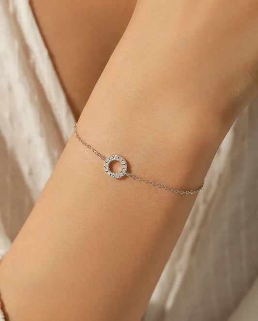 Moissanit Armband mit offenem Kreis – 13 Pavé-Steine in Farbe D, 925 Sterlingsilber