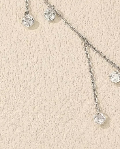 Moissanit Kette mit sieben Anhängern - 0,30 ct Steine à 4 mm auf gestufter Kette, 925er Sterlingsilber, 40+5 cm