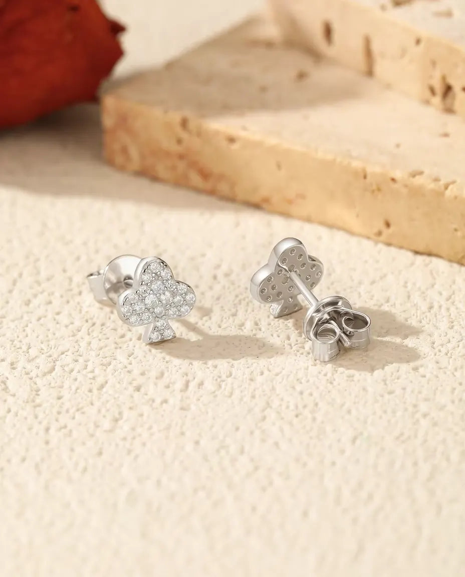Moissanit Ohrstecker aus 925 Sterlingsilber – Herz, Kreuz, Karo oder Stern zur Wahl, kleine funkelnde Pavé-Stecker für jeden Tag, Geschenk für Sie
