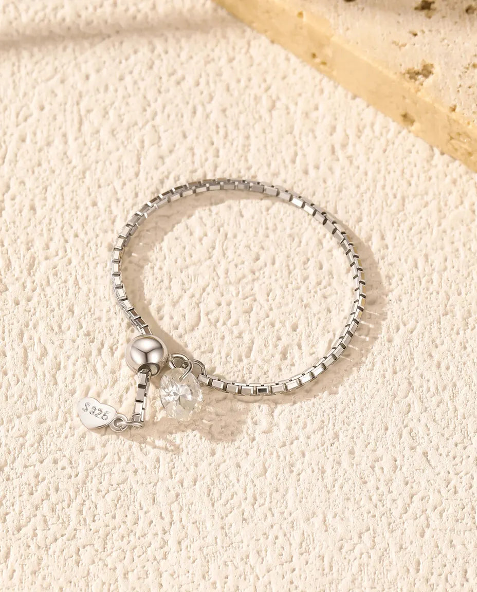 Moissanit Ring – grössenverstellbares Kettenband mit D-Color-Stein, zarter offener Ring aus 925er Sterlingsilber, Geschenk für Sie