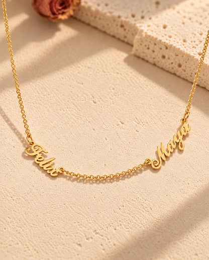 Namenskette mit zwei Namen aus 925 Sterlingsilber - in Gold