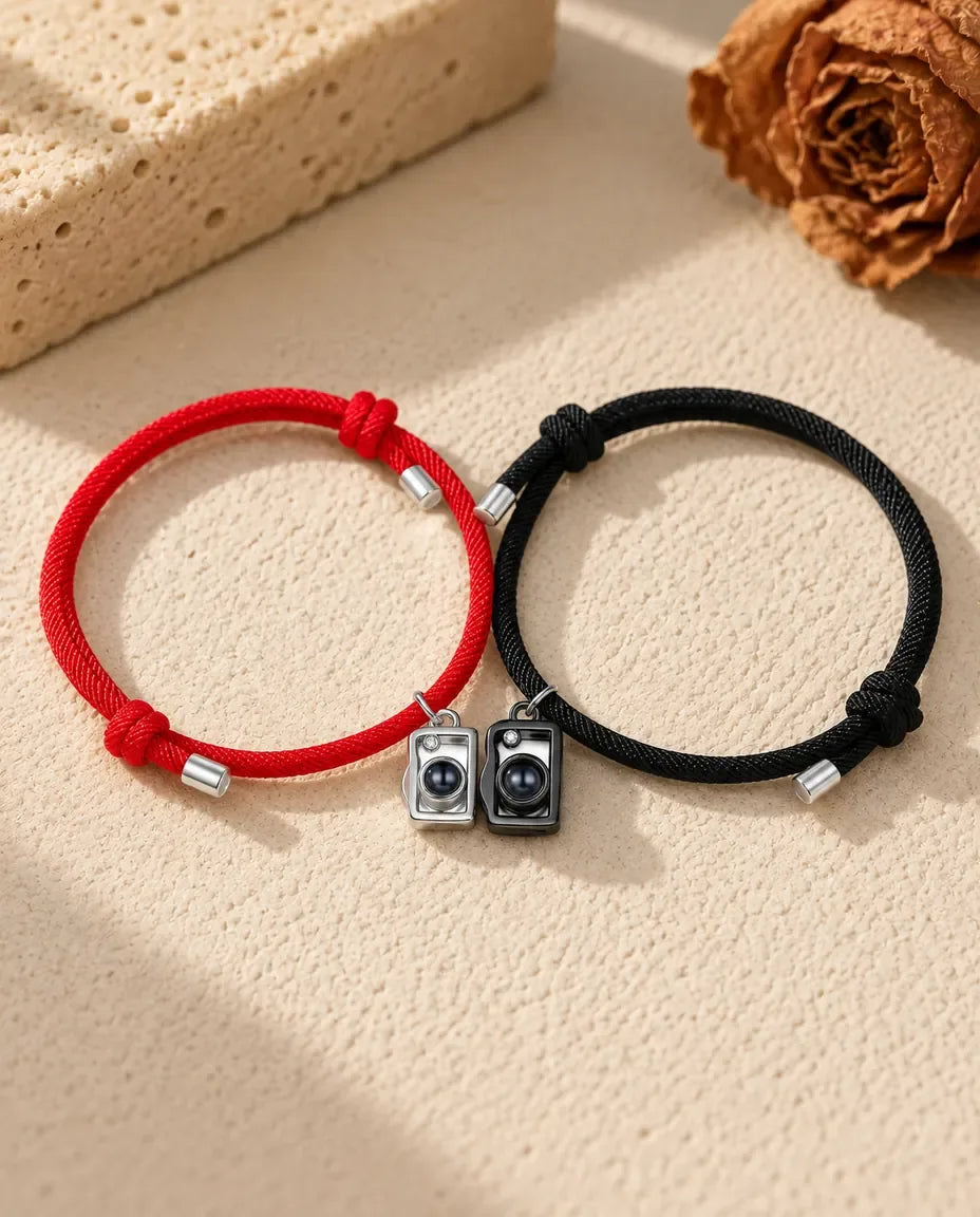 Partnerarmbänder mit Bild im Stein - Partnerset flach liegend