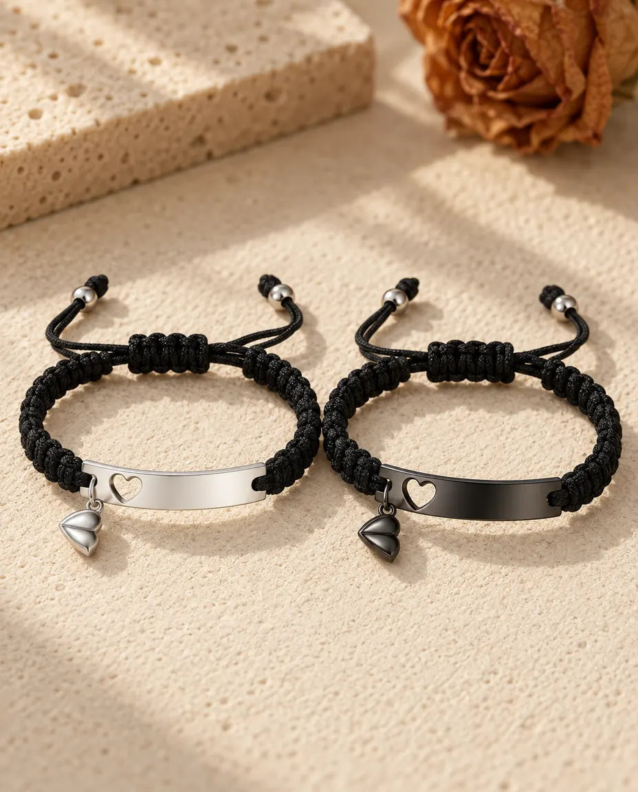 Partnerarmbänder mit Gravur - Partnerset flach liegend
